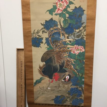 真作】掛軸 滝和亭 鮎之図 帝室技芸員 逸品 合箱入 N110