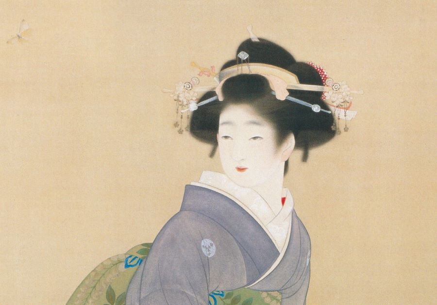 ガラス絵 美人画 中国 アンティーク （視線の先にあるもの・美人