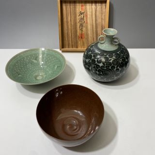 予約受付中】 328 韓国 陶芸 粱命煥 青磁 青珍 水指 茶道具 伝統 工芸